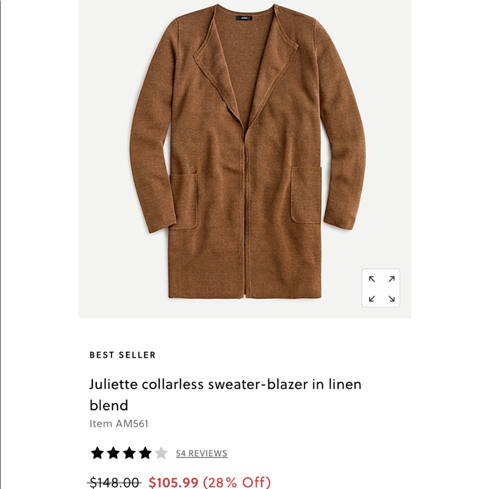 J Crew Juliette collarless sweater-blazer